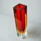 Red and yellow cubic Sommerso vase by Flavio Poli for Seguso, Murano, Italy, 1970