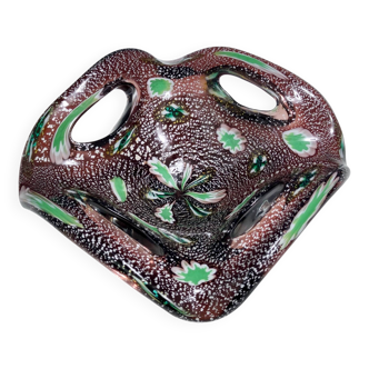 Brown Murano Glass Ashtray / Catchall by Fratelli Toso with Murrines