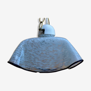 Clichy-style blue-edged draped glass suspension lamp