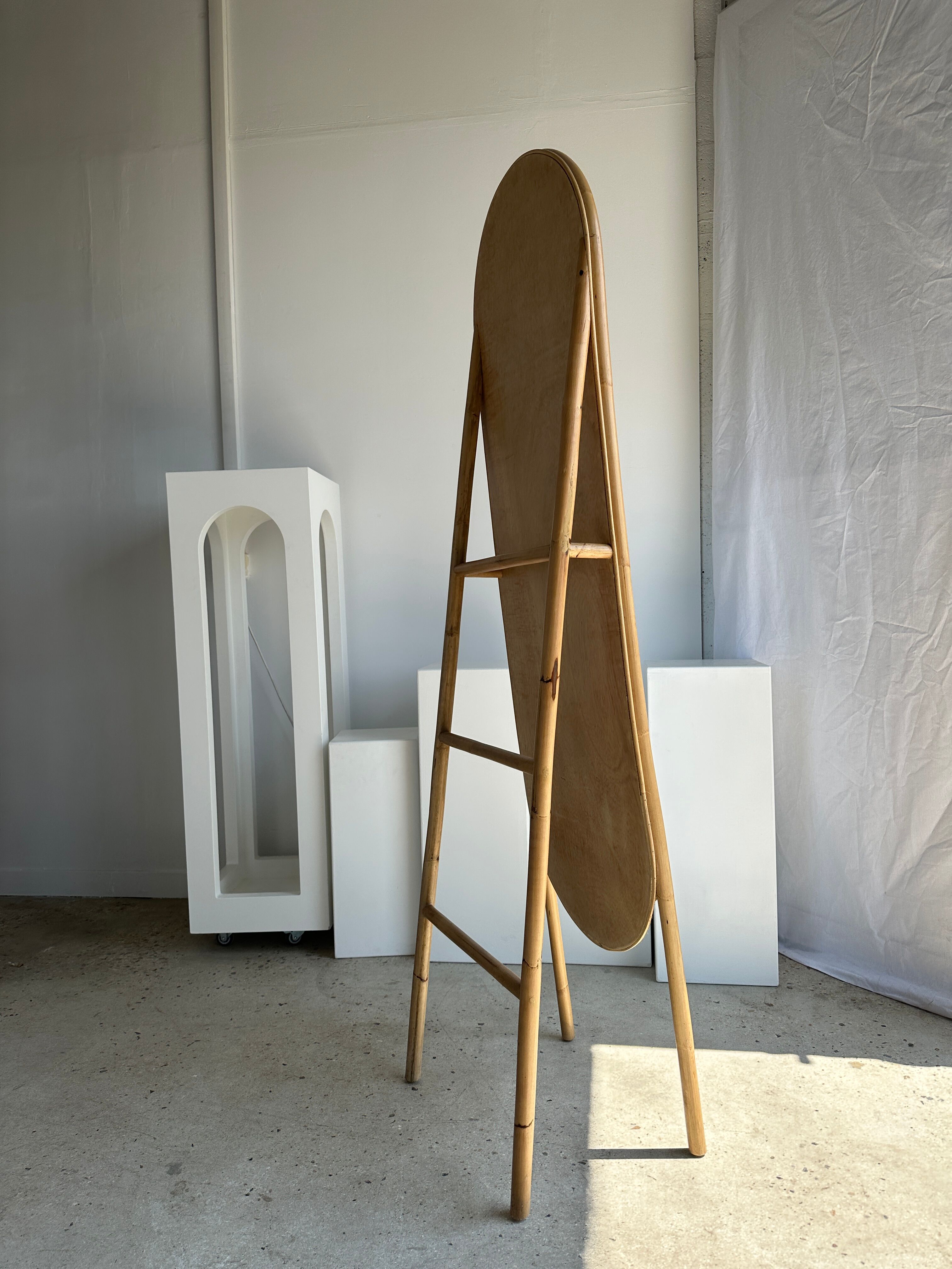 Floor mirror in bamboo and rattan H:1m80