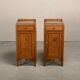 Art Deco Amsterdam School Nightstands oak wood and glass, 1930s Netherlands