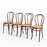 Set of 4 chairs. Bentwood and canning. Vintage. France, 50s