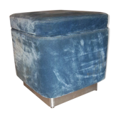 Pouf seventies, velours bleu de 1970