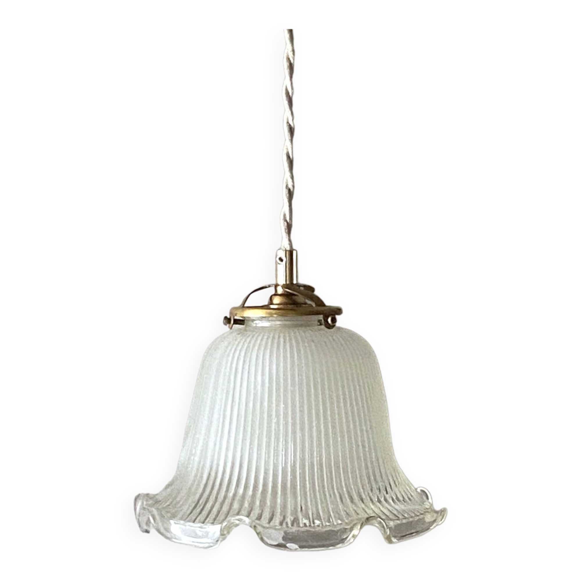 Holophane glass pendant light