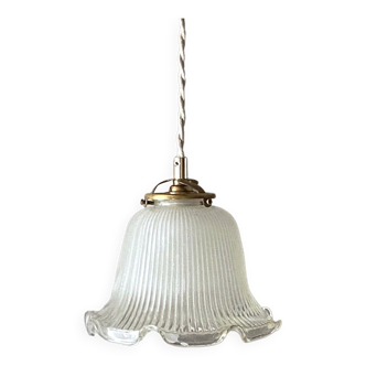 Holophane glass pendant light