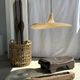 Small suspension, rattan luminaire in hat shape D:60cm
