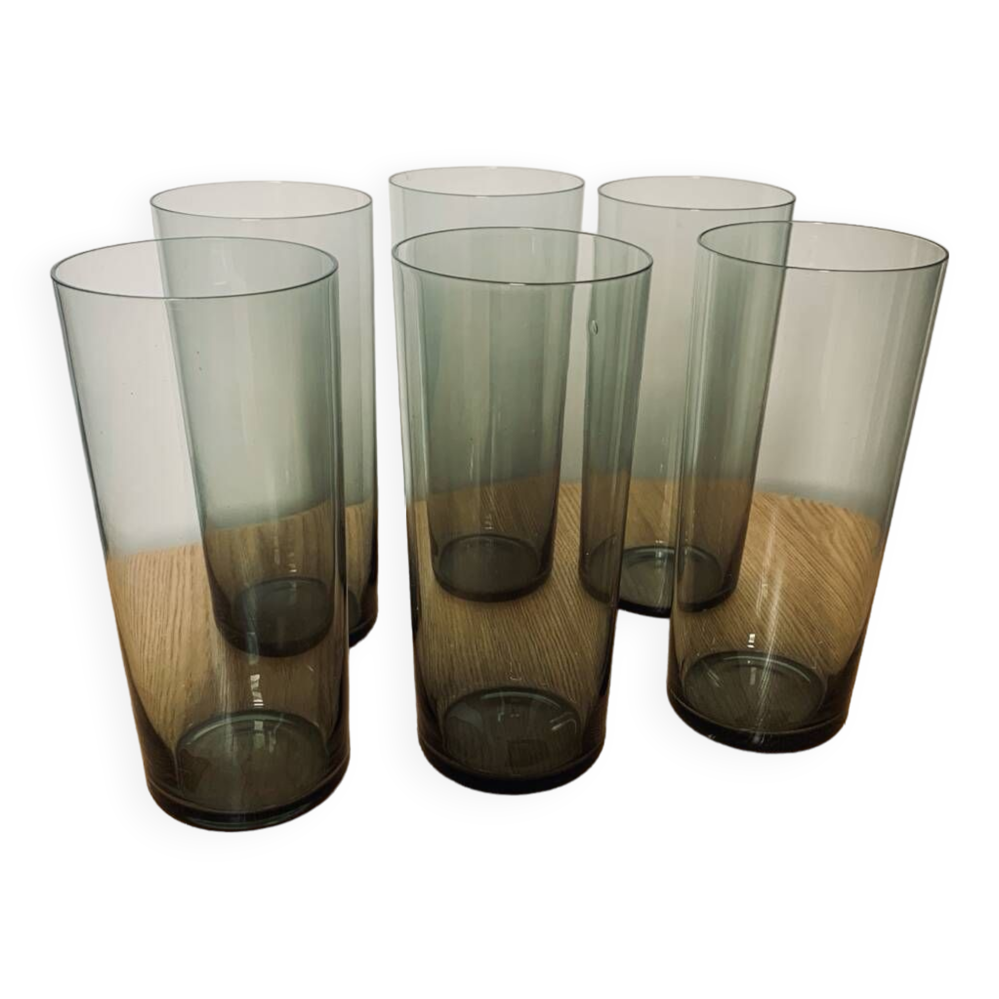 Set of 6 smoked water glasses
