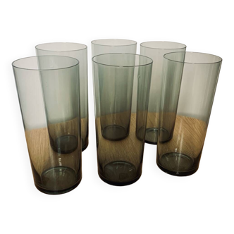 Set of 6 smoked water glasses