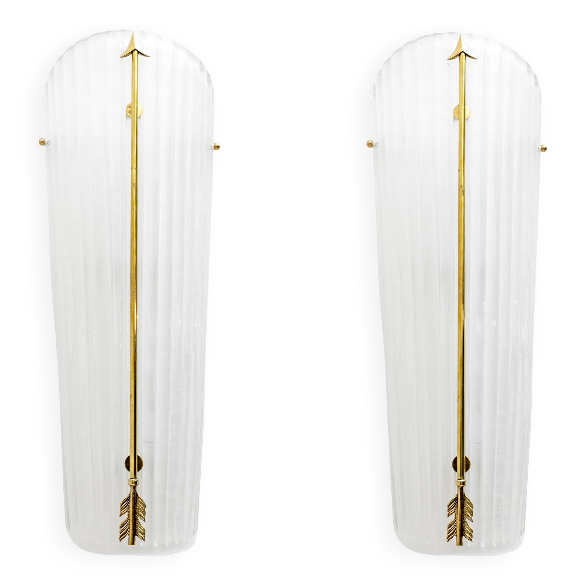 Pair of Mid-century Modern Style Italian Murano Glass and Brass Sconces