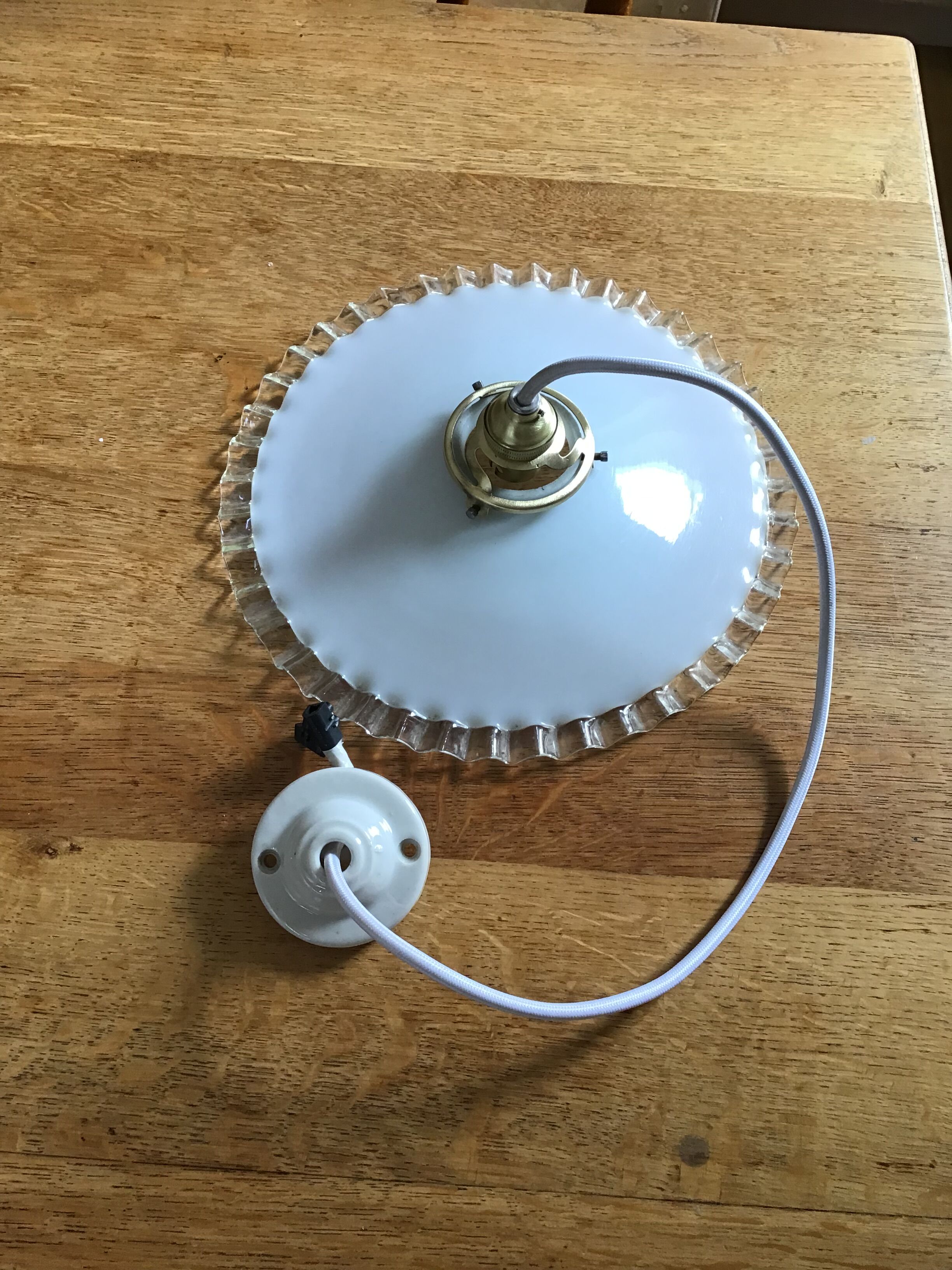 Vintage white opaline pendant lamp