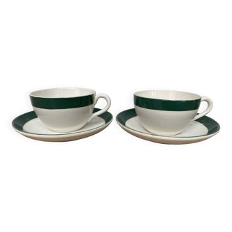 Set of 2 Digoin Sarreguemines cups and saucers