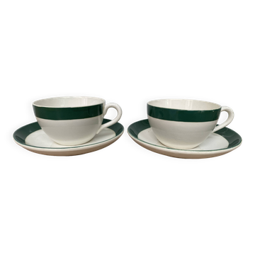Set de 2 tasses et sous-tasses Digoin Sarreguemines