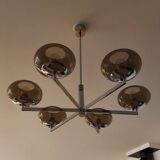 6-light chandelier  Sciolari, chrome and smoked glass