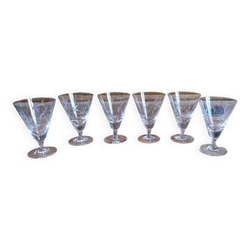 6 old stemmed glasses in chiseled blown glass 60/70
