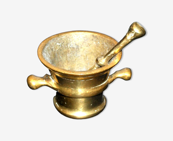 Antique bronze mortar, medicine pestle, vintage