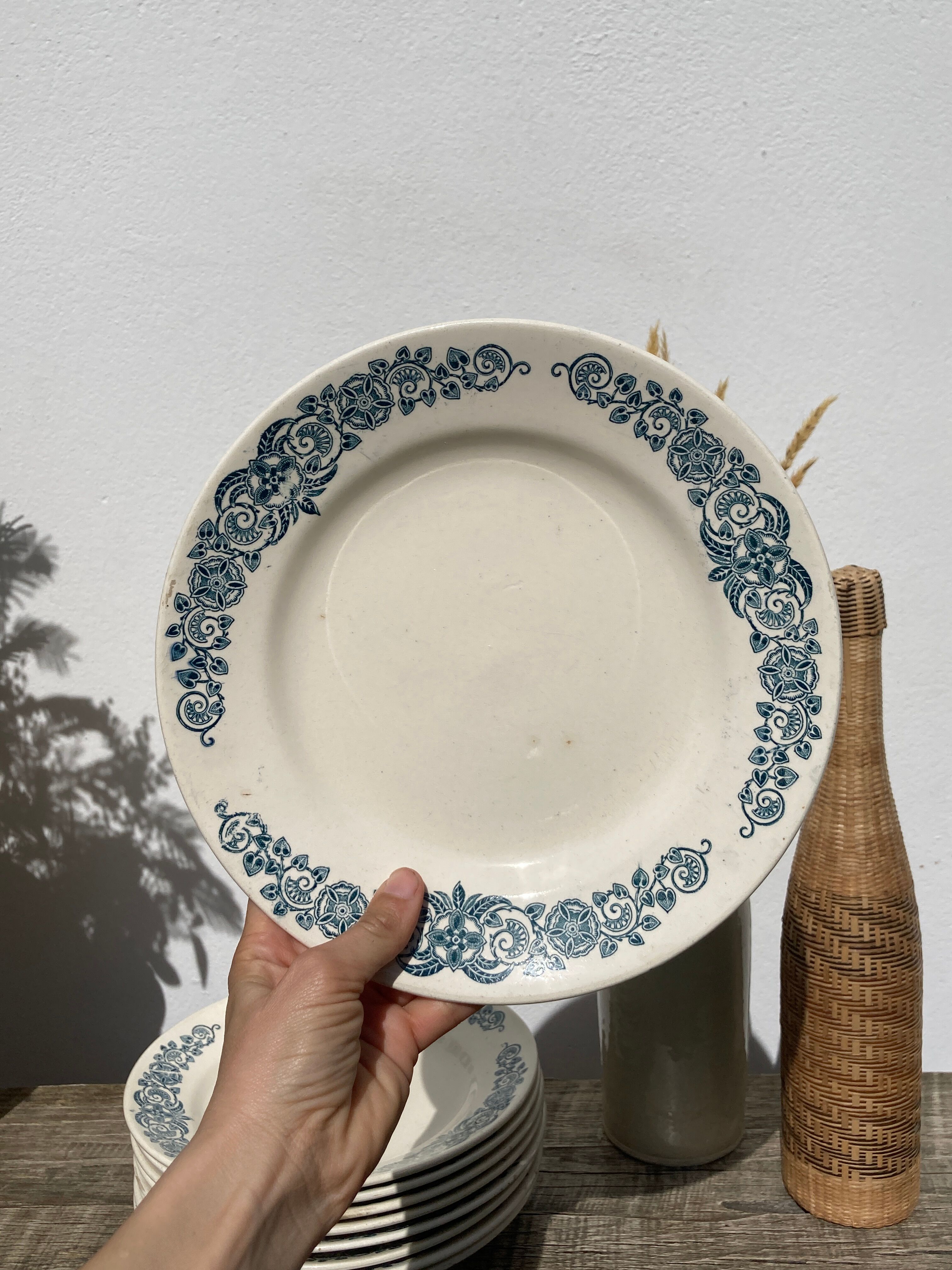 Set of 8 flat plates iron earth model Longchamp Alésia