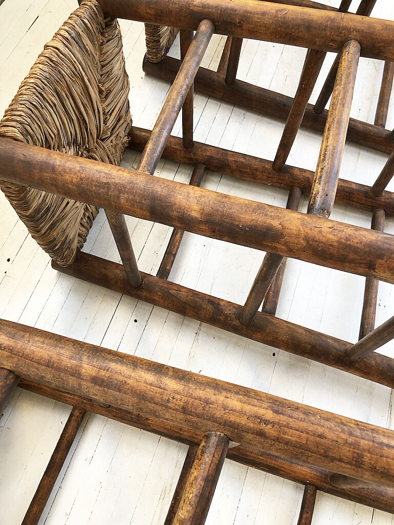 Set of 3 high straw stools