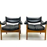 Pair of Modus armchairs in rosewood and leather, Kristian Solmer Vedel for Soren Willadsen 1960