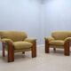 Mobil Girgi walnut wood armchairs 1970s, set of 2
