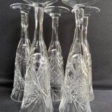 Champagne flutes, cut crystal, bohemian
