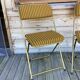 Vintage lafuma folding chair with striped gold fabric