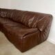 Large modular sofa with brown leather armchair 80s design dreipunkt vintage sofa