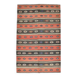 6x9 Terracotta Red & Brown Vintage Kilim Rug, Rugged Carpet, 175x270Cm