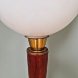 Large Art Deco lamp, in mahogany and opaline wood, 1920s-30s