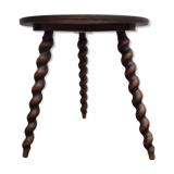 Wooden coffee table twisted tripod base