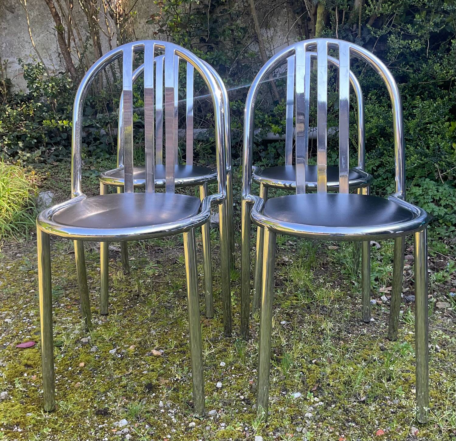 Set of 4 chrome chairs by Robert Mallet Stevens