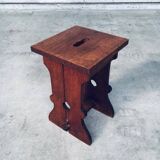 Amsterdam School Design Oak Handle Stool, Netherlands, 1920s