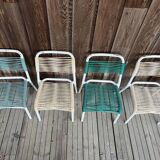 Set of 4 vintage 1960s Scoubidou children's chairs