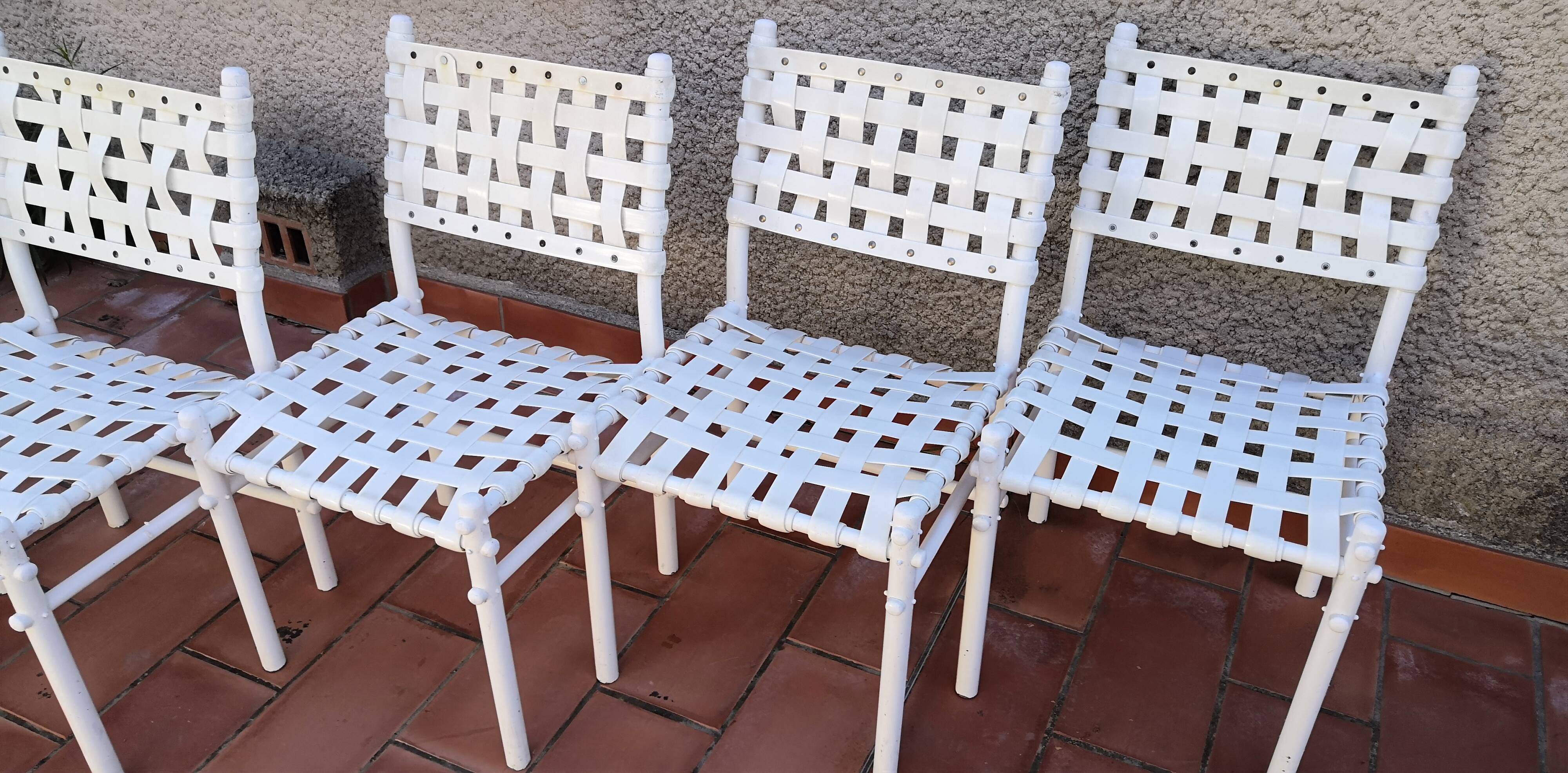 Suite de 7 chaises tressées triconfort vintage