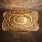 Amber glass rectangular flush mount ceiling or wall light