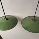 Pair of enamelled metal pendant lights