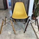 Fibreglass chair skai vinyl DSR Eiffel yellow Eames Herman Miller