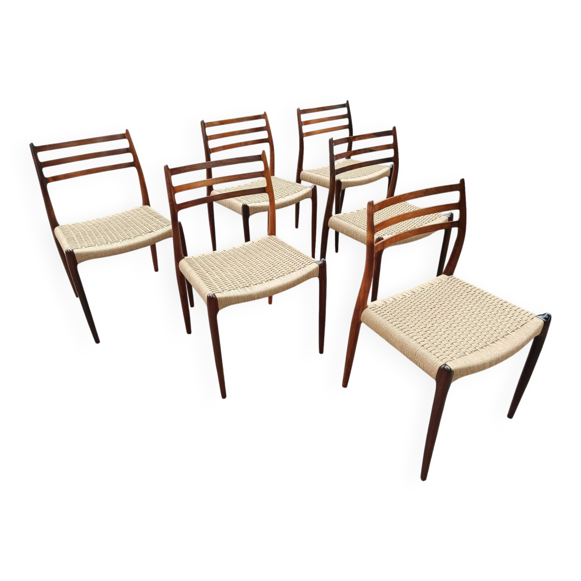 6 rosewood chairs no. 78 Niels Otto Moller
