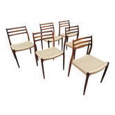 6 chaises en palissandre n°78 Niels Otto Moller