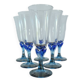 Luminarc champagne flutes from the 70s with blue stem