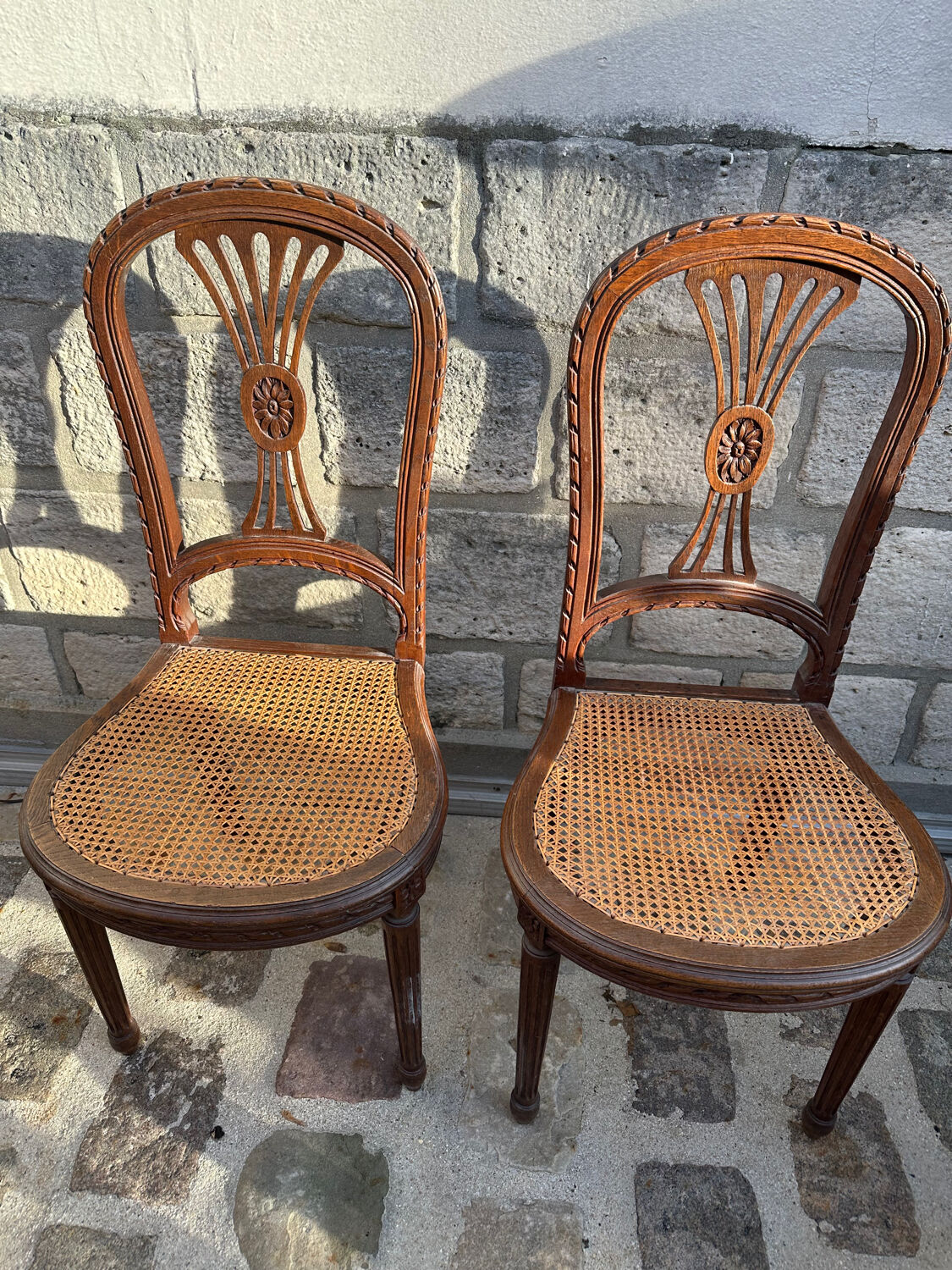 Pair of caned chairs in Louis XVI style