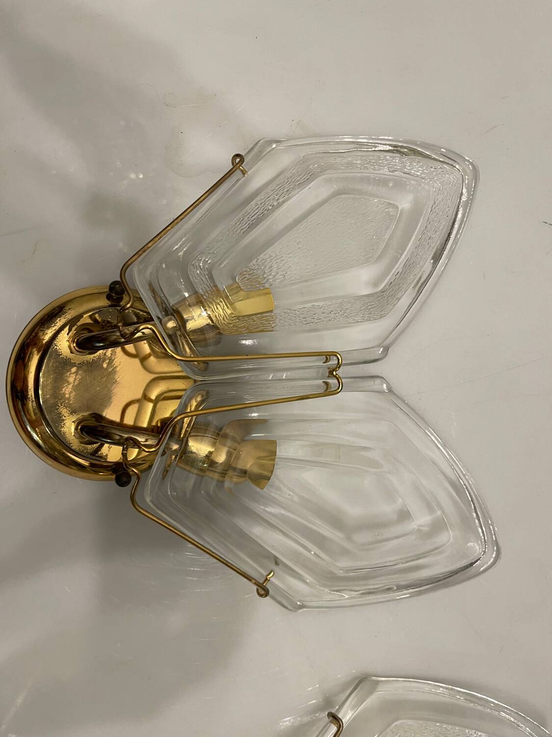 Brass Glass Sconces Set of 2 1970’s
