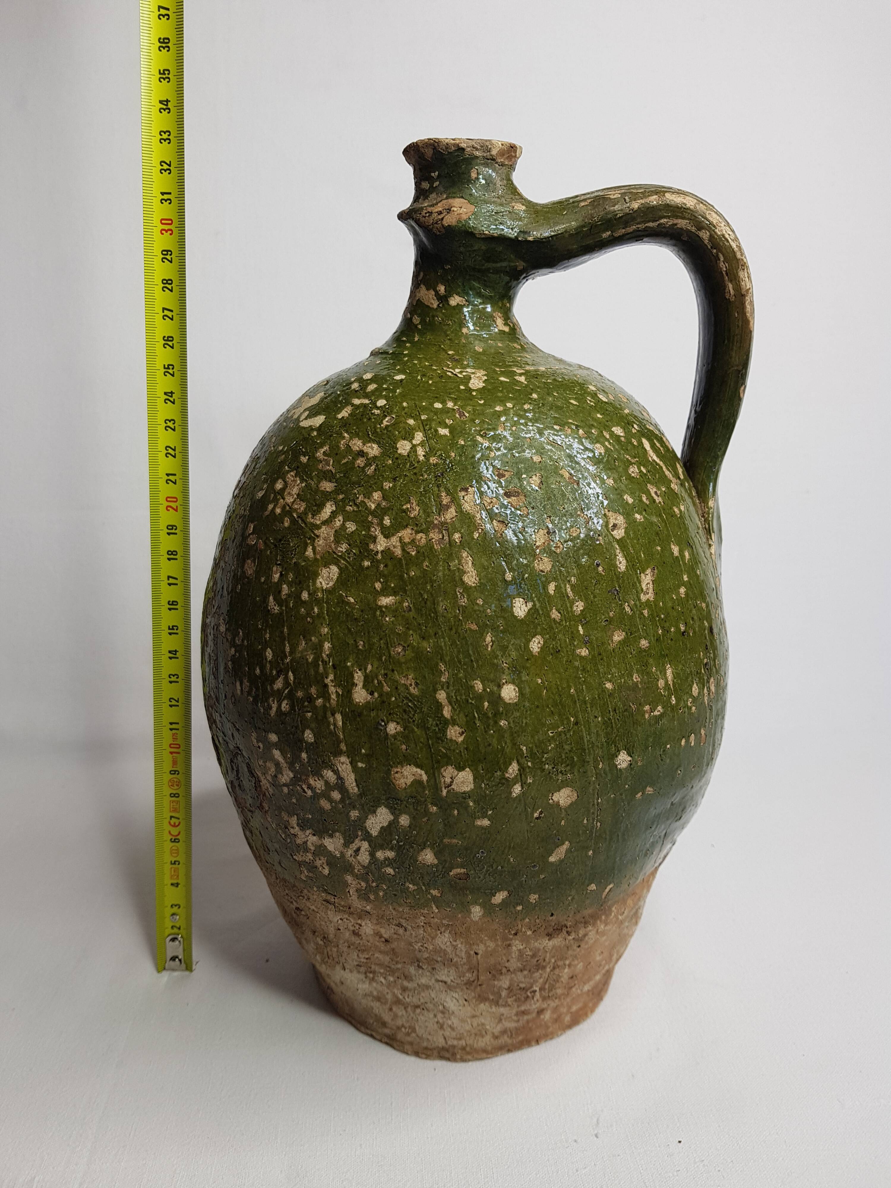 Old glazed terracotta jar, 33 cm