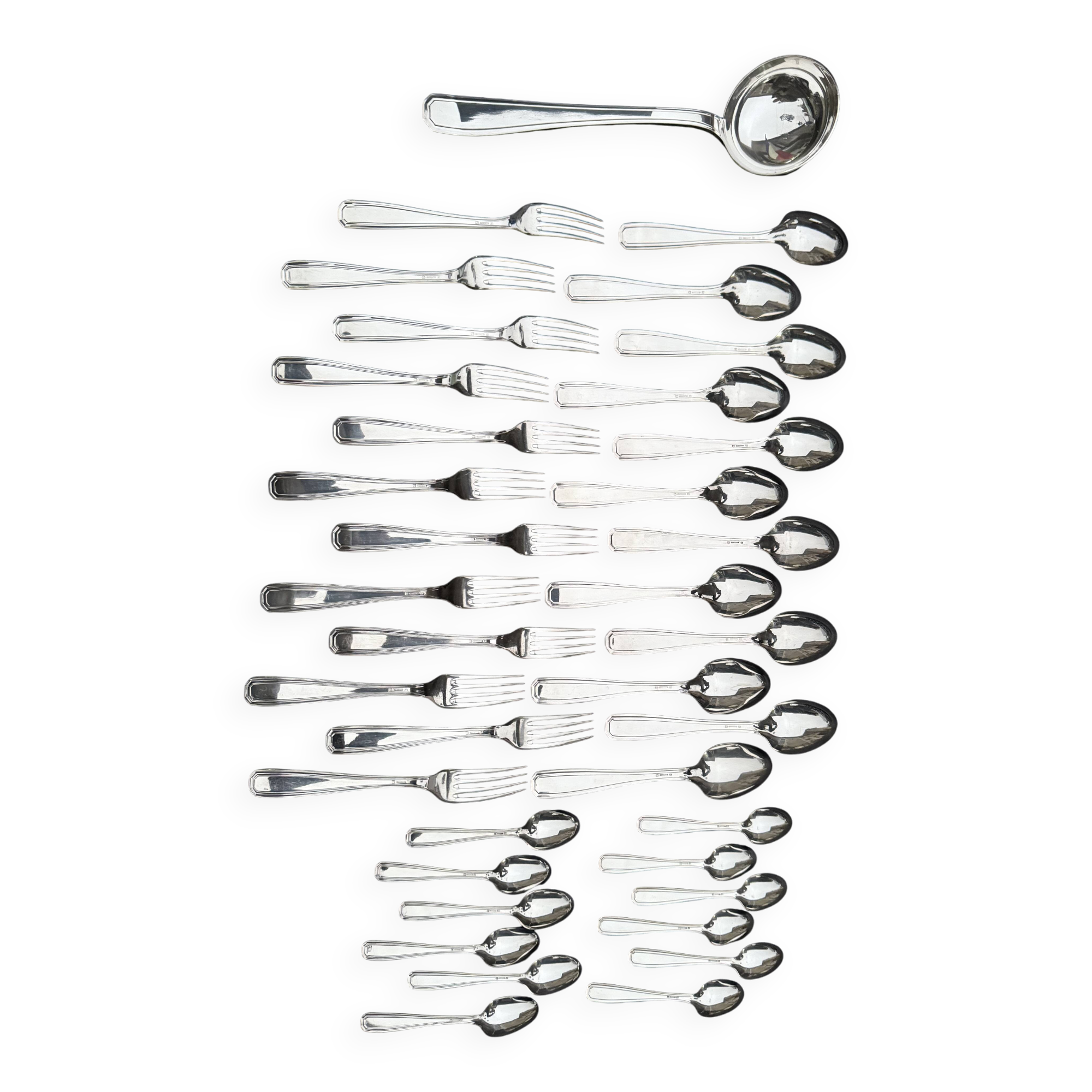 Alfenide 37-piece cutlery set for Christofle Saturne model