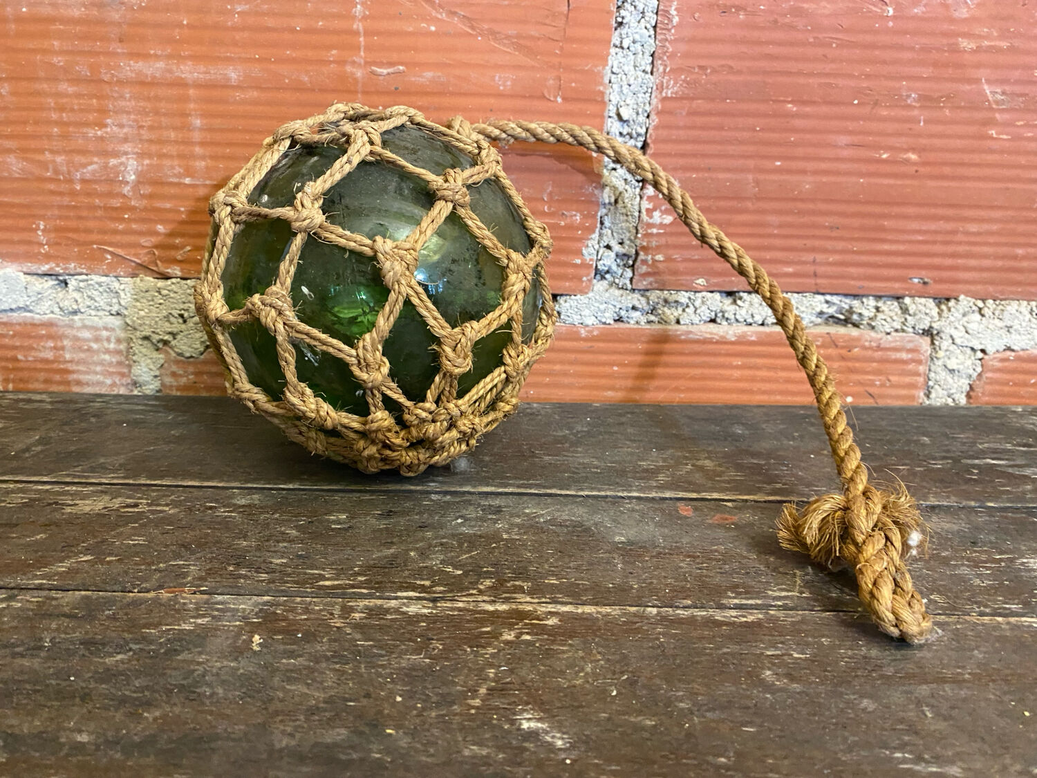 Old Float Ball. Marine Decor. Green Glass Ball. Ball a