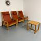 Ensemble salon en pin 3 fauteuils lounge et table design scandinave 70