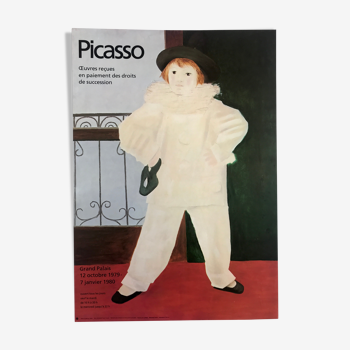 Affiche originale d'après Pablo PICASSO, Paul en Pierrot / Grand Palais, 1979-80