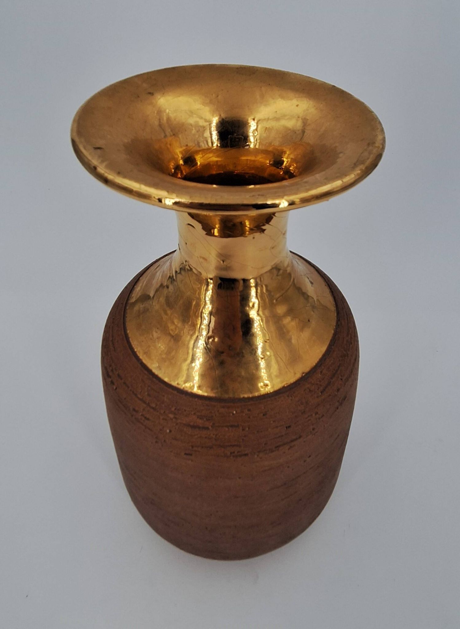 Vase en grès chamotté brut émaillé d'or, Italie, Bitossi pour Raymor, circa 1960/1970
