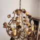Hollywood Regency 4-light floral chandelier gilt with roses Italy 1960-1970