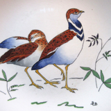 Game model plate signed gien, hunting birds, bustards