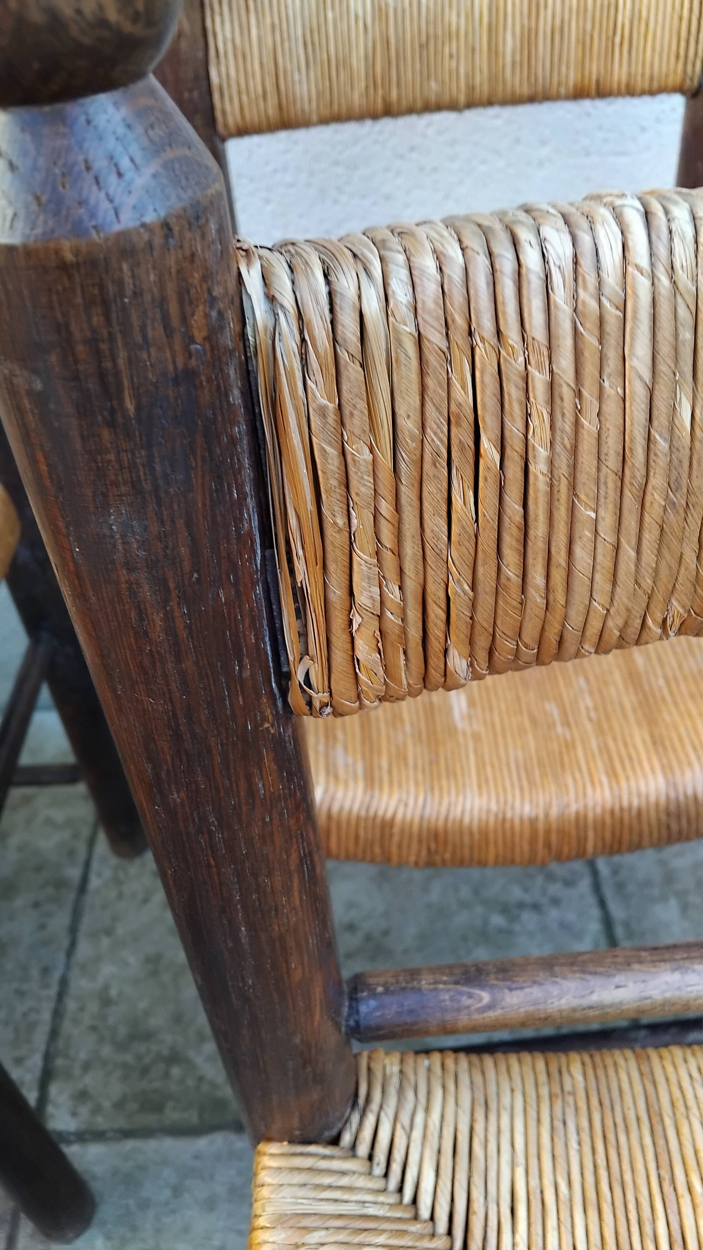 8 vintage straw chairs from the 1950s.